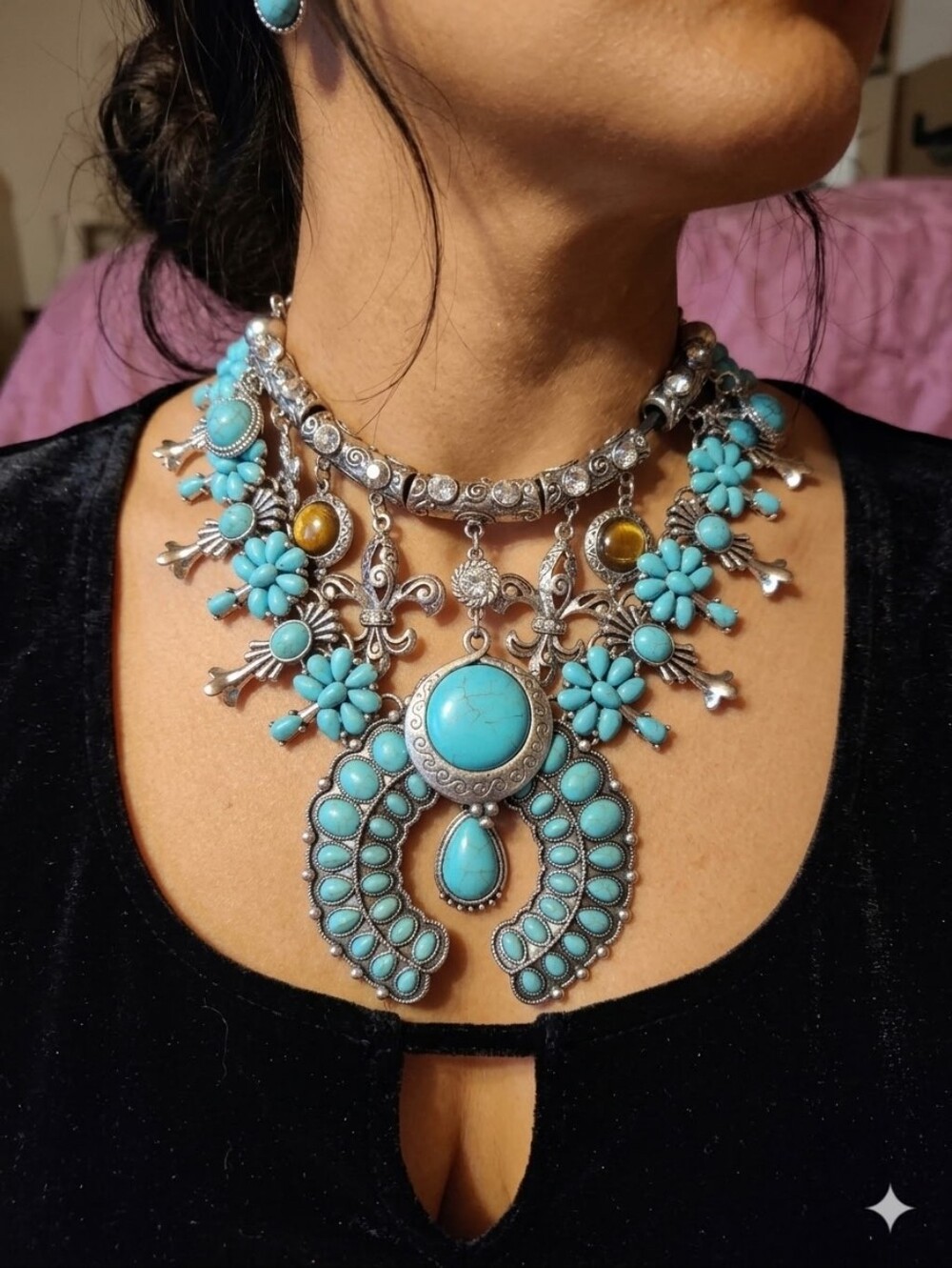 Piper K & EMMA Turquoise Stone Statement Necklaces